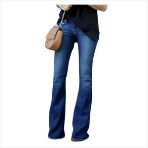 Mother The Wilder Flare Jeans Love Potion No. 9 Mid Rise Dark Wash Blue 26
